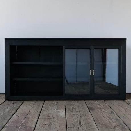 黒 ４枚引き戸 低い水屋/sk.358