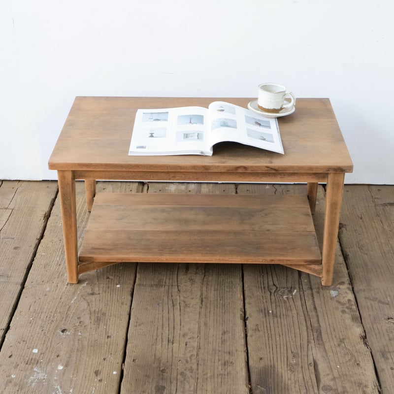 棚付きのどっしり頑丈な木製ローテーブル/st.855 | SLOWHAND