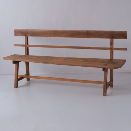 たっぷり横長でシンプルな作りが素朴な木製ベンチ/sa.955