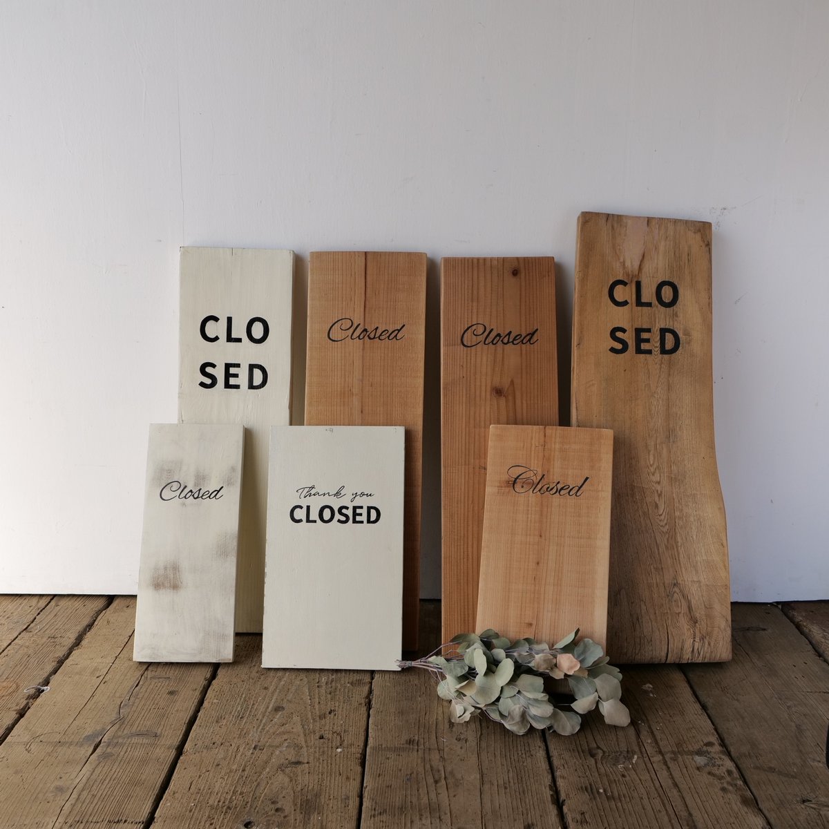 out coco様  ❁ナチュラルサインボード ♪ 古材「Open / Closed」 ivory サインボード st.733 | SLOWHA