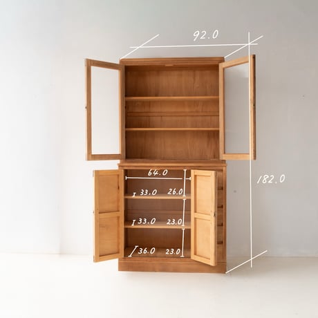モールガラスのやさしい表情を楽しむ 上下２段の背高水屋/sa.1218'E