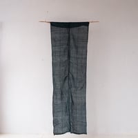 青みを帯びた深い緑色の 蚊帳リネン古布 　190×64cm/st.1206