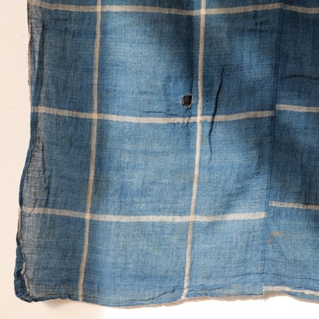 古布 白格子柄 linen×indigo　170×118 /st.594