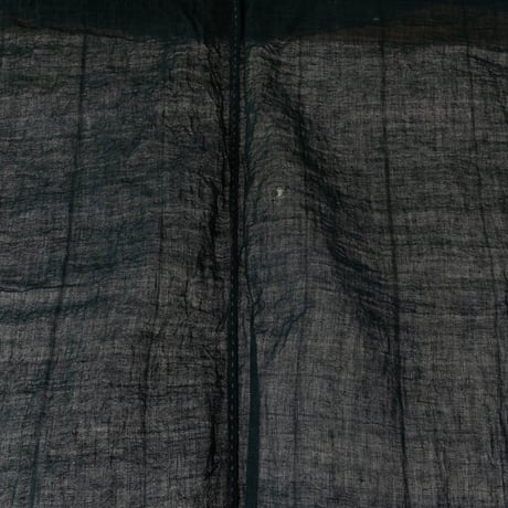 青みを帯びた深い緑色の 蚊帳リネン古布 　190×64cm/st.1206
