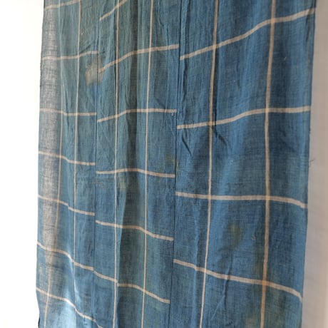 古布 白格子柄 linen×indigo　170×118 /st.594