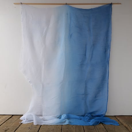 古布 リネン 濃青×淡青 280×170cm /st.722