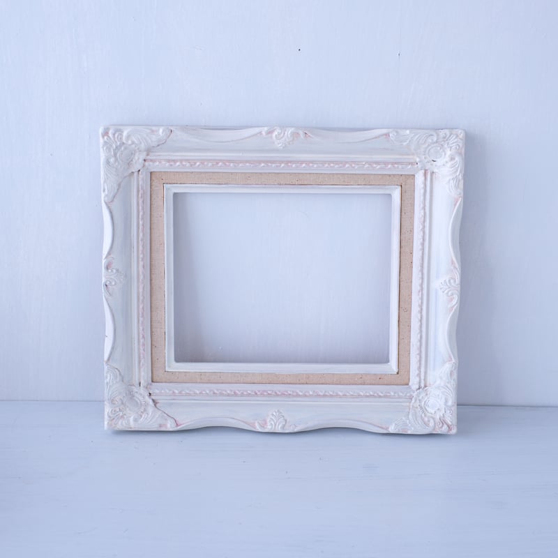 飾り書『宇風』アンティーク アイボリー 内側に淡いピンクを差したアイボリーカラーのビンテージフレーム【A