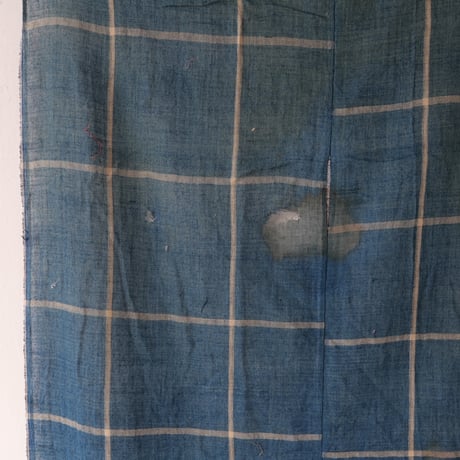古布 白格子柄 linen×indigo　170×118 /st.594