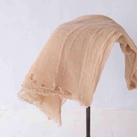 大きめサイズが嬉しい　生成り色の蚊帳リネン古布 170×150cm/st.1219