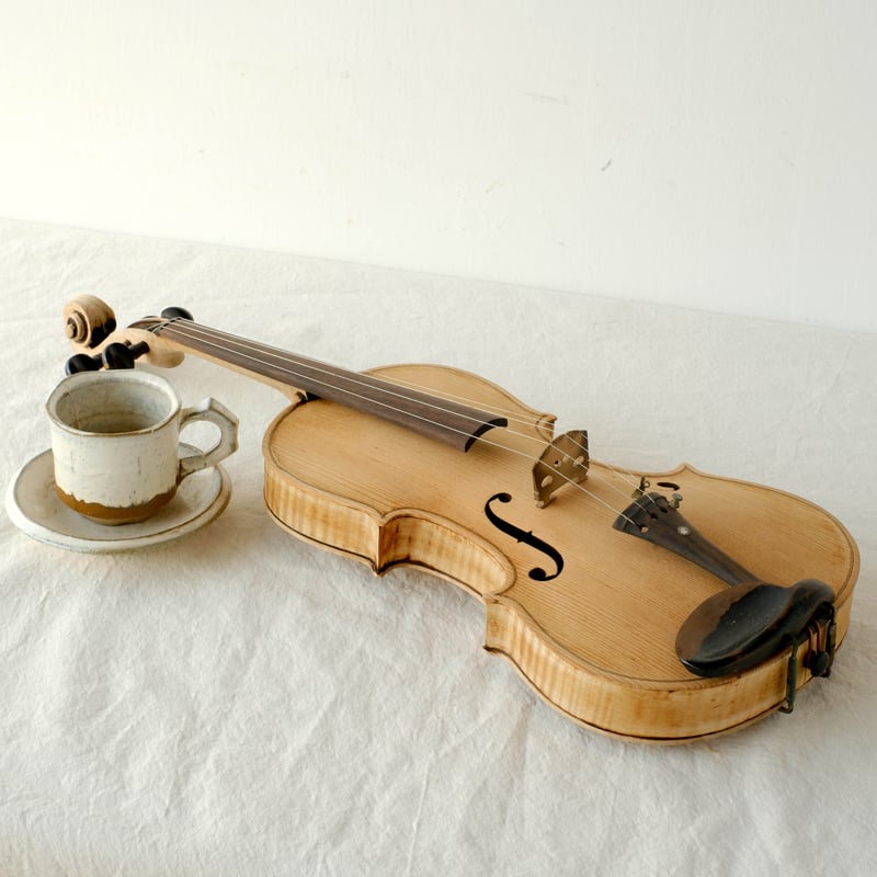 トラ目が美しいバイオリンオブジェ・ハードケース/棒付き/st.760