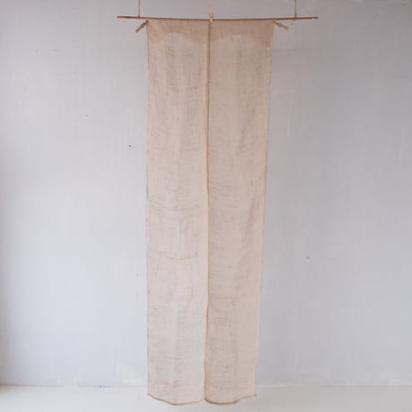 やさしい生成り色の蚊帳リネン古布 200×66cm/st.1205 ◎