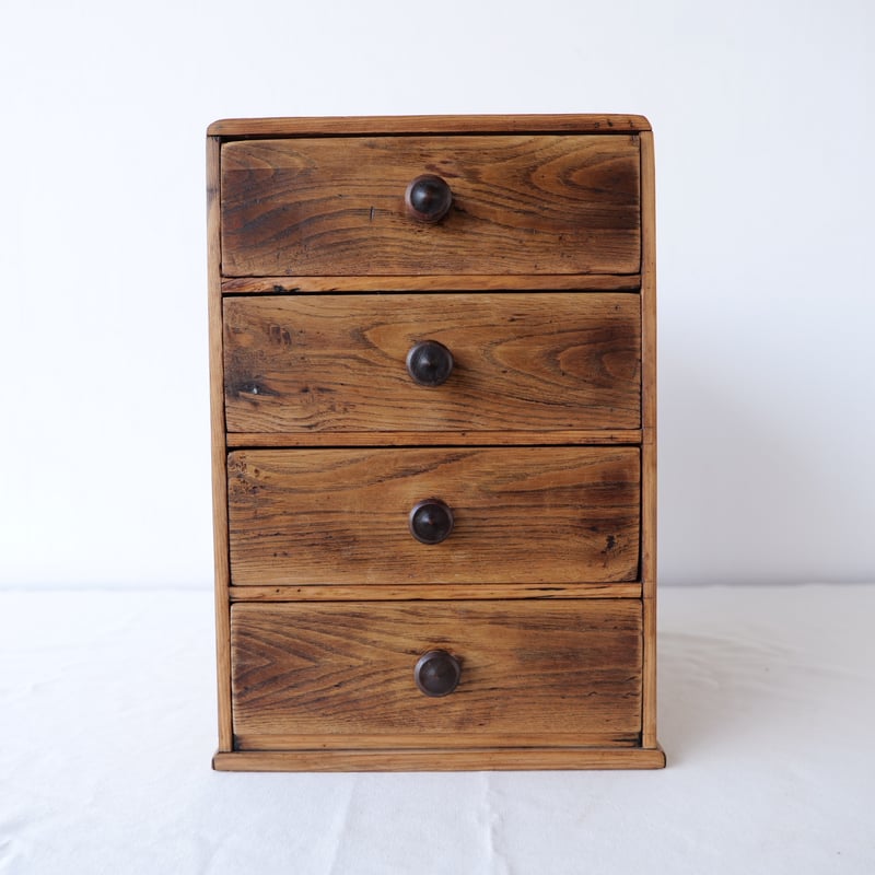 ヴィンテージ 小引き出し 4杯 オファー ネームプレート付 白木 抽斗