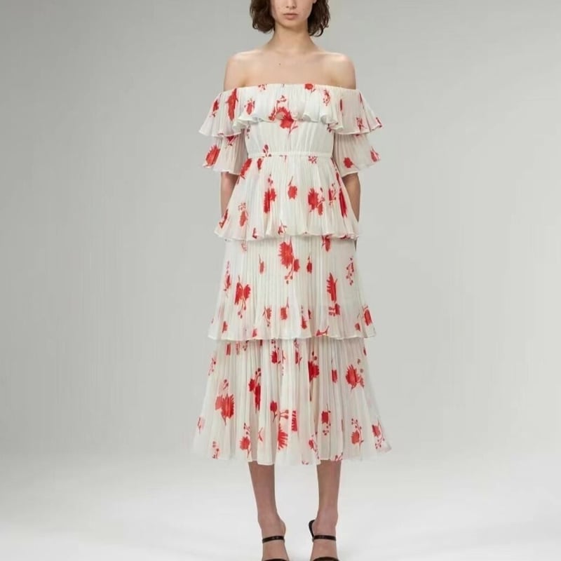 Self-Portrait セルフポートレイト Wild Daisy Print Pleat...