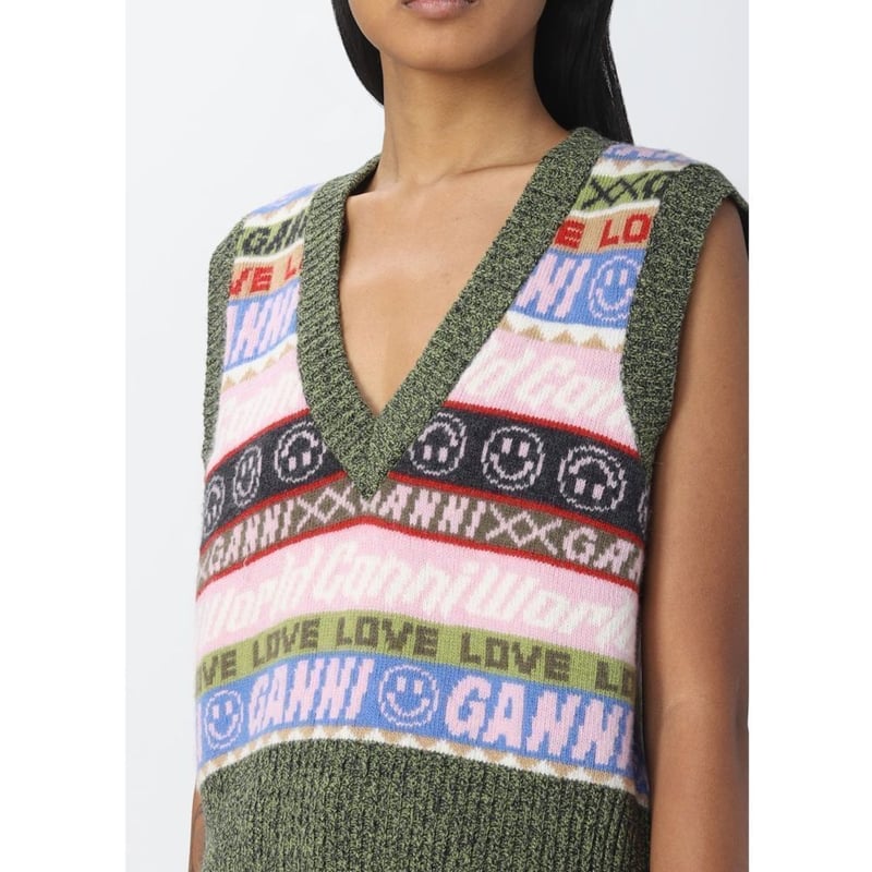 GANNI ガニー GRAPHIC V-NECK VEST ベスト | RUNWAY NY