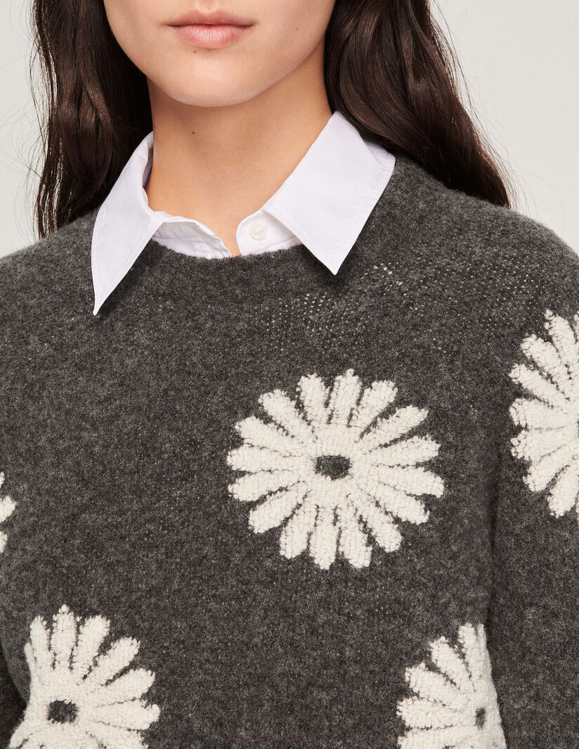 SANDRO サンドロ Floral knit sweaterトップス 定価$370 | RU...