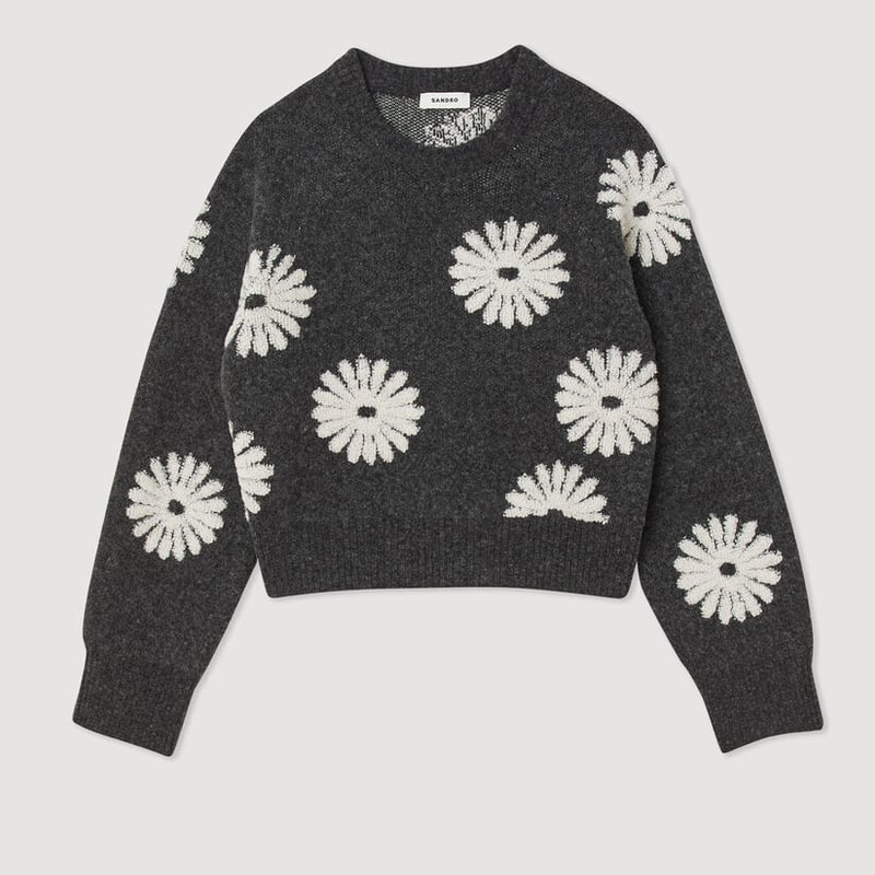 Floral knit sweater cheap