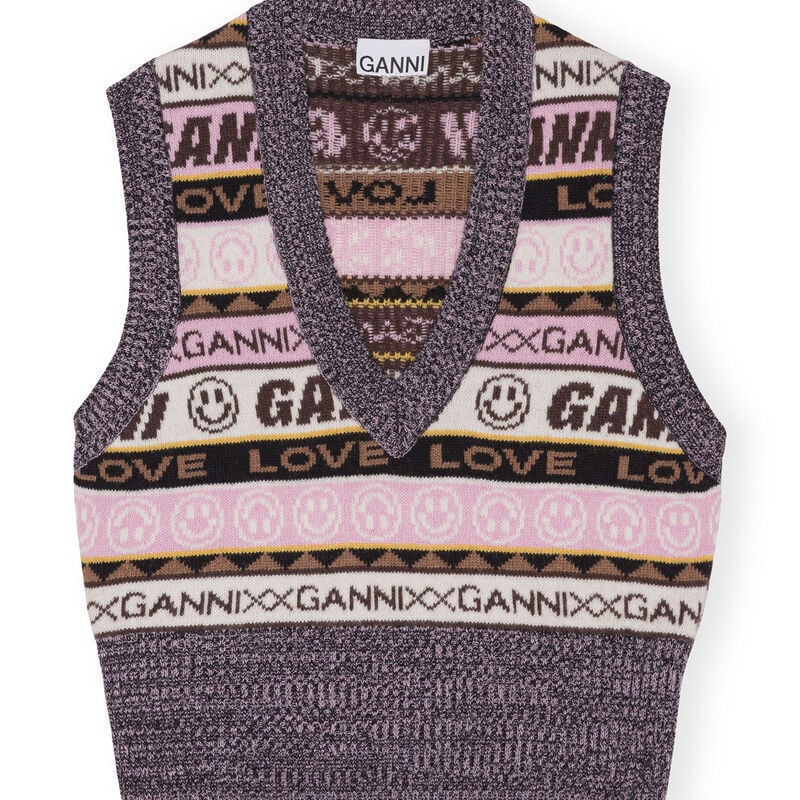 GANNI ガニー GRAPHIC V-NECK VEST ベスト | RUNWAY NY