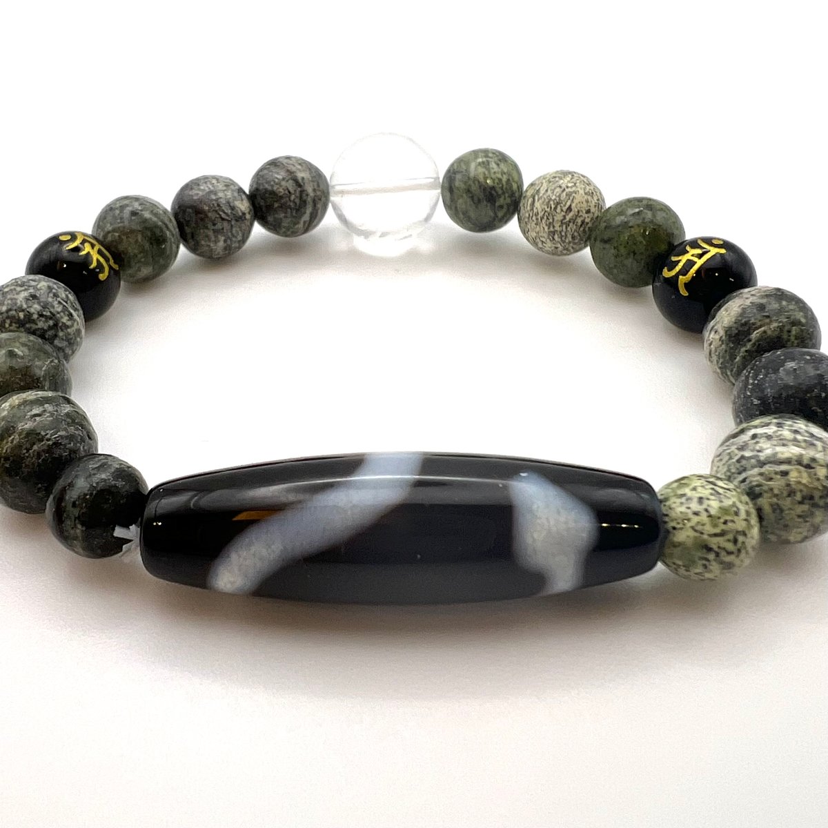 最強の魔除け・金運上昇！】希少・白蛇天珠デザインブレスレット