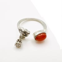 【成功・勝利・神秘性！】ルビーアゲート蓮リング（フリーサイズ・真鍮・silver925コーティング）