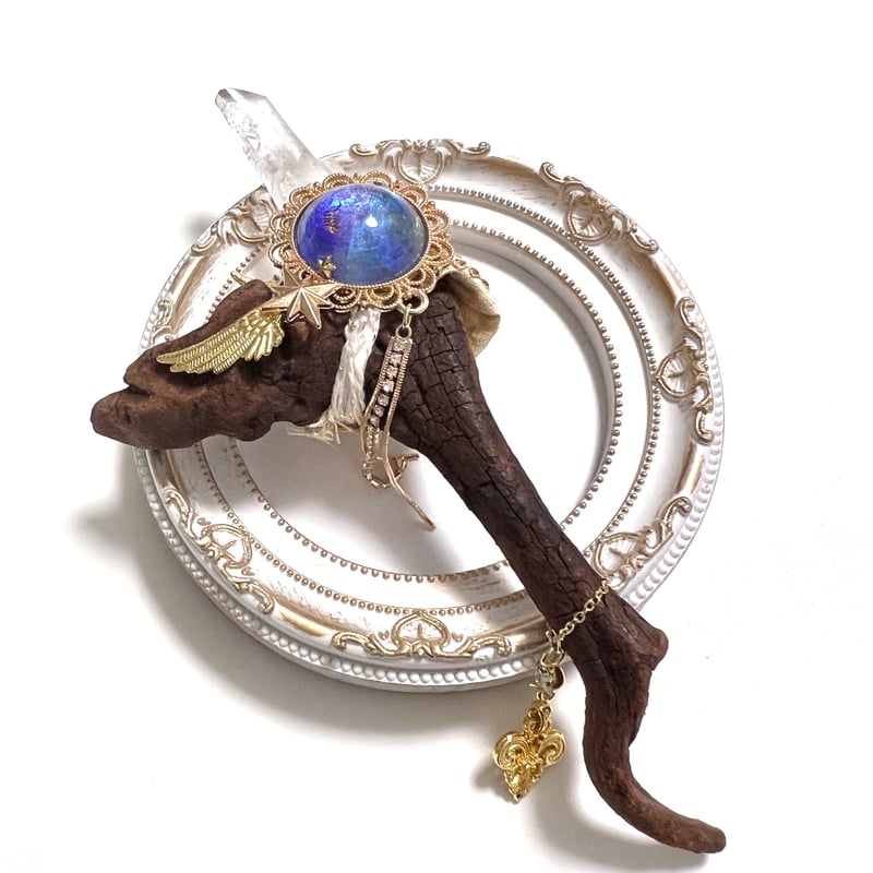 【睦月】レインボーオーラ水晶の魔法のステッキ形オルゴナイト☆他３点 睦月】レインボーオーラ水晶の魔法のステッキ形オルゴナイト☆他3点