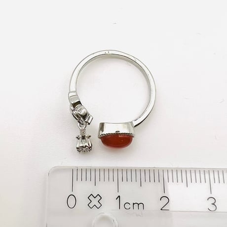 【成功・勝利・神秘性！】ルビーアゲート蓮リング（フリーサイズ・真鍮・silver925コーティング）