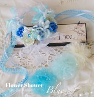 Flower Shower ブルー🩵花冠、ポンポンチョーカー