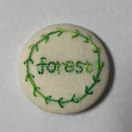 手作り刺繍月桂樹のバッジ（forest）No.001