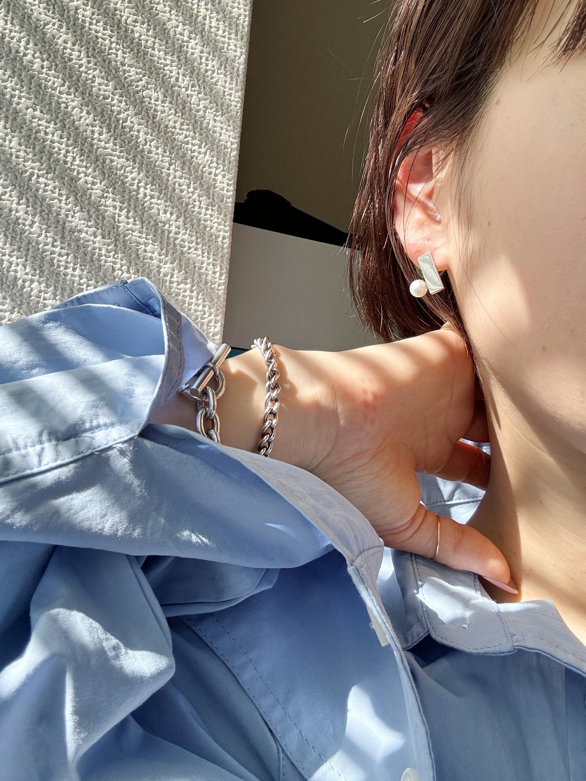 akko.scm◆クリソコラコッパーインカルセドニー×エメラルドピアス クリソコラ 1粒 ワイヤーラッピングピアス 14kgf アメリカ産