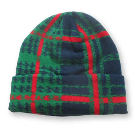 PLAID BEANIE GREEN