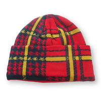PLAID BEANIE RED
