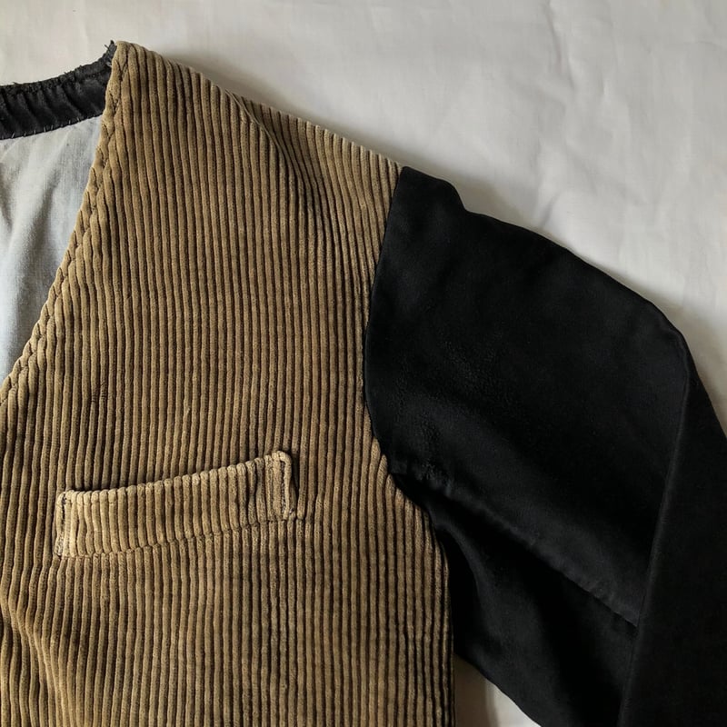 1930's French Corduroy/Black Moleskin Gilet Jac...