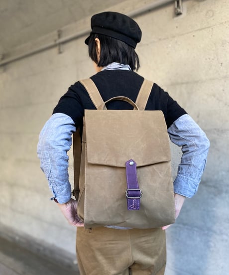 【ストラップの幅が4cmに！】ウィリアムソンリュックサック  -ベージュ/パープルハーツ-