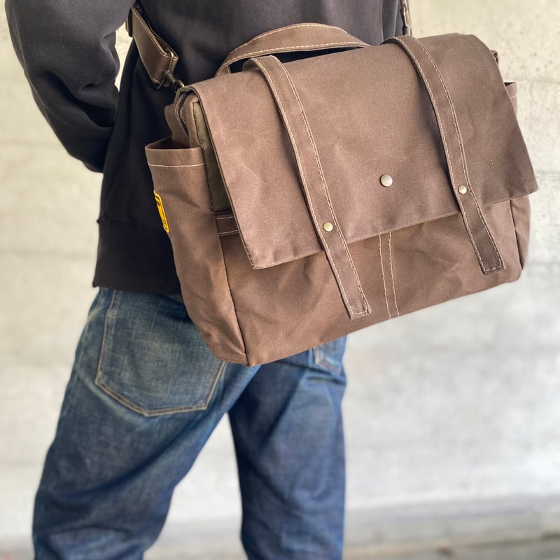 きゃらめいる様オーダー☆帆布の定番ショルダー様：メイプルブラウン 10号帆布とミックス！】ロットレンダースペシャル M-オカカブラウン