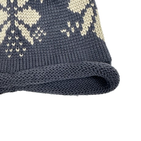 SNOWFLAKE ROLL UP POM BEANIE