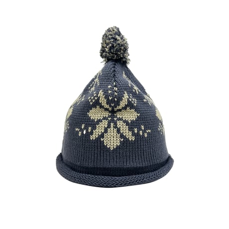 SNOWFLAKE ROLL UP POM BEANIE