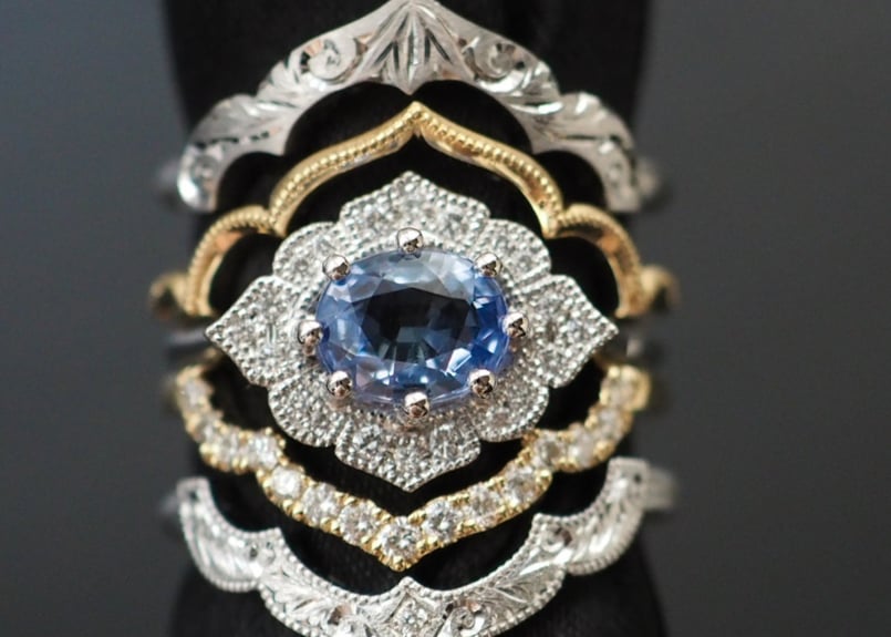 tatsuo nagahata カラーチェンジガーネット 和柄の彫刻リング Moroccan