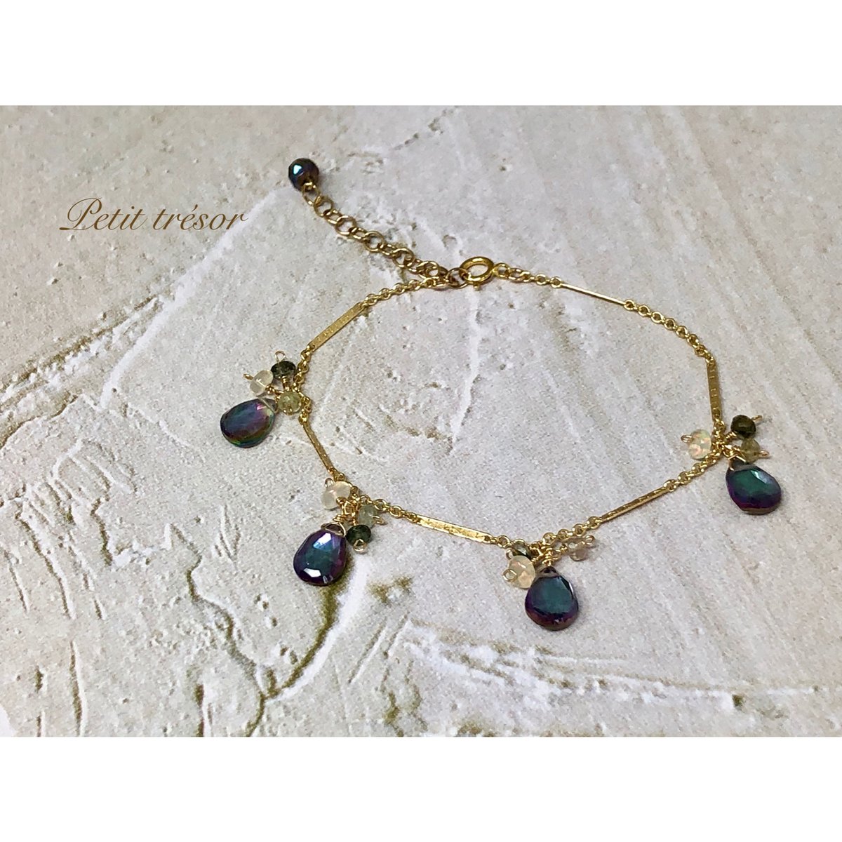 ブルーミスティックトパーズのブレスレット♬14kgf ミスティックトパーズの14kgfブレスレット | Petit trésor