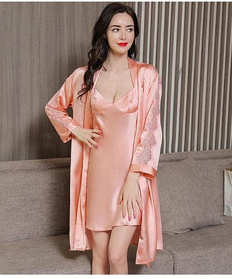 スリップ&ガウン&ベルト セットアップ 刺繍レース 優雅 エレガント