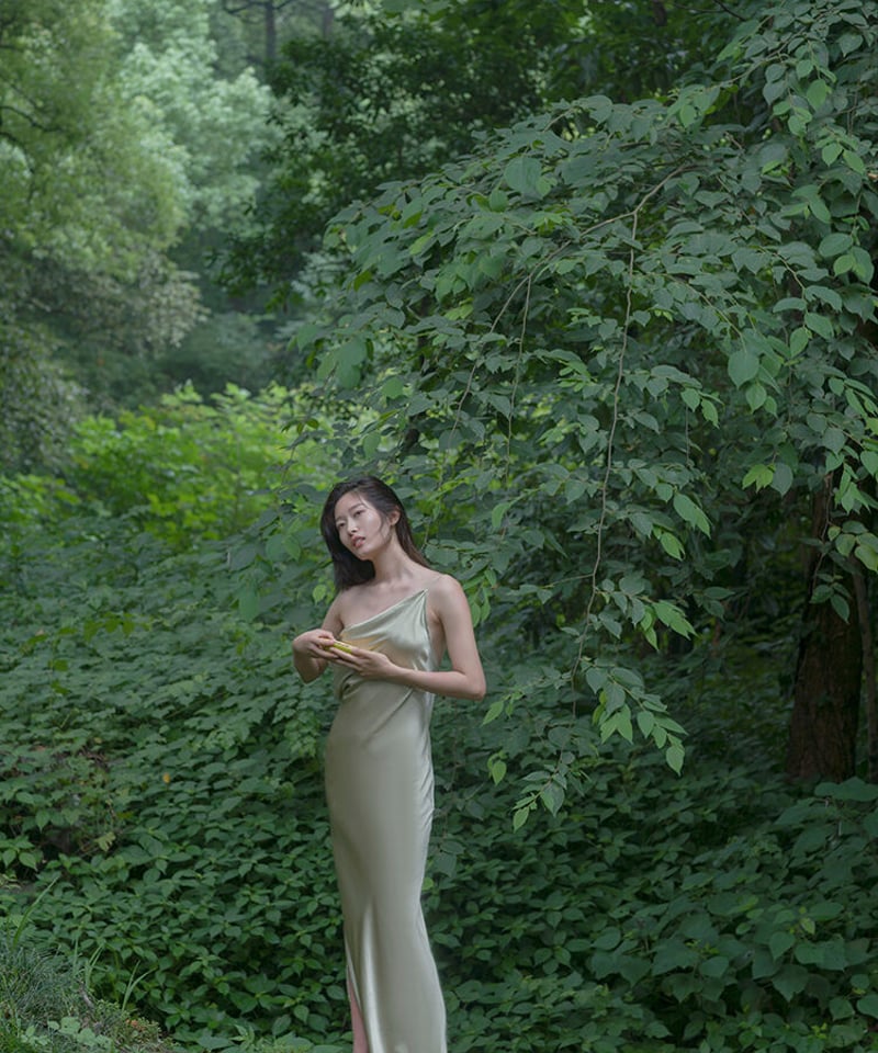 高級シルクサテン シルク100％ スリングロングドレス | MAYUDAMA SILK