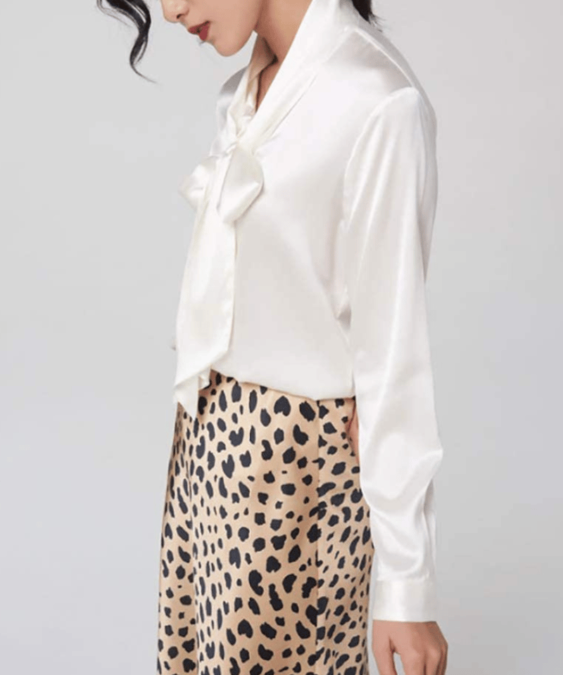 重厚シルク ブラウス ボウタイ 大きなリボン ブラウス シャツ 春