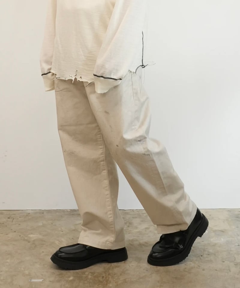 ancellm アンセルム　ペイントチノ　size 1 ANCELLM | アンセルム PAINT CHINO TROUSERS(BLACK) / ペイント
