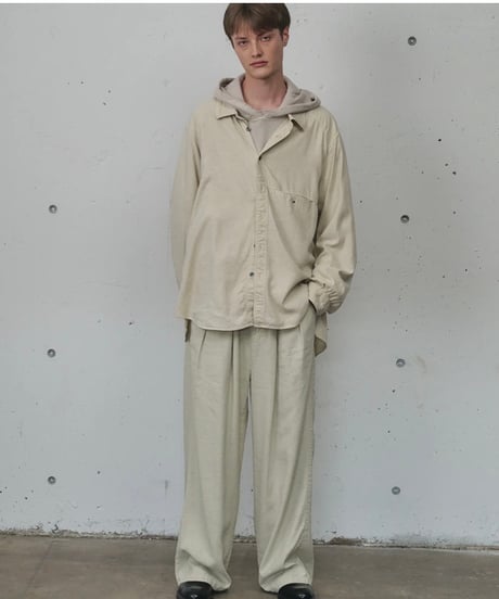 【ANCELLM（アンセルム）】L/S NEP BOXY SHIRT -D.WHITE