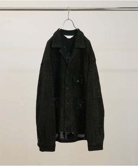 【ANCELLM（アンセルム）】AGING LACE WORK SHIRT -BLACK