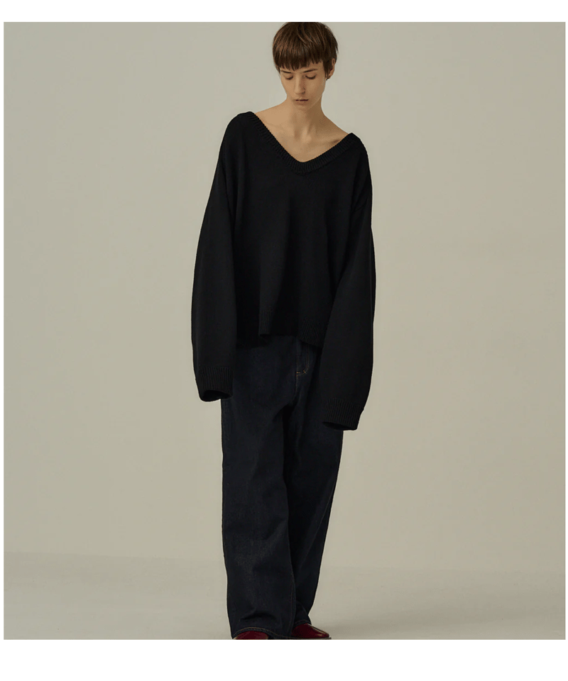 ANCELLMアンセルム DS KNIT ANCELLM（アンセルム）】UV NECK KNIT - BLACK | tadayoi