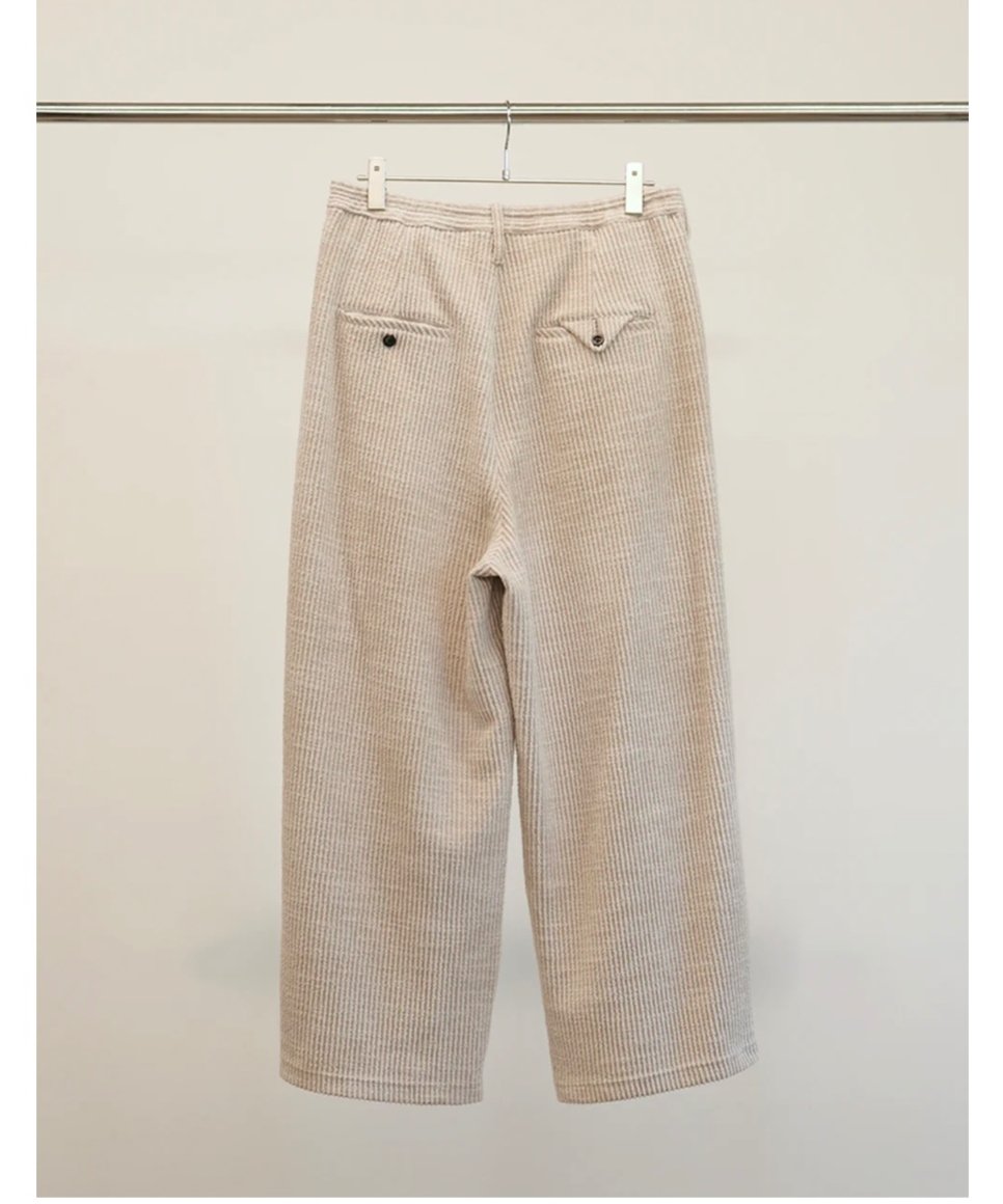 ANCELLM(アンセルム)】CUT STRIPE EASY SLACKS -BEIGE | ANCELLM(アンセルム)】CUT STRIPE EASY SLACKS -BEIGE |