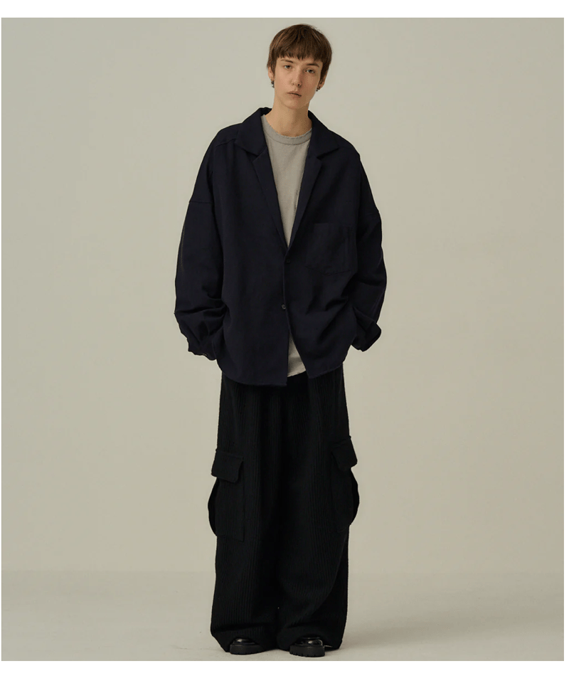 ANCELLM（アンセルム）】WASH WOOL TAILORED SHIRT -NAVY