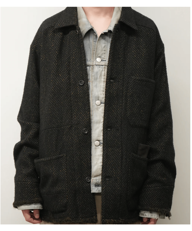 ANCELLM（アンセルム）】DAMAGE WOOL HERRINGBONE COVER A