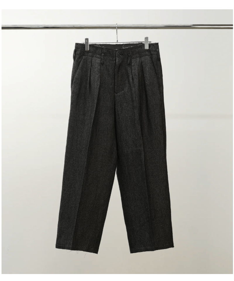 ANCELLM（アンセルム）】SHRINK WOOL WIDE SLACKS -BROWN