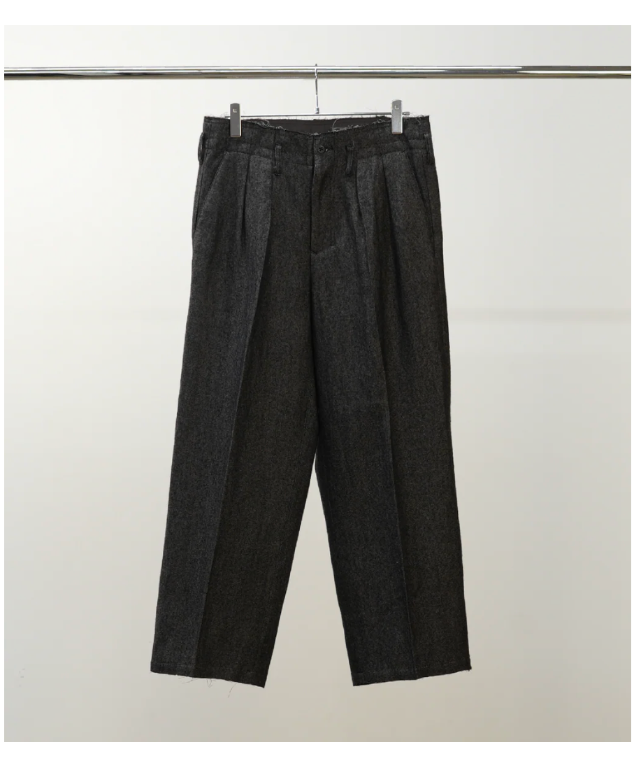 ANCELLM（アンセルム）】SHRINK WOOL WIDE SLACKS -BROWN
