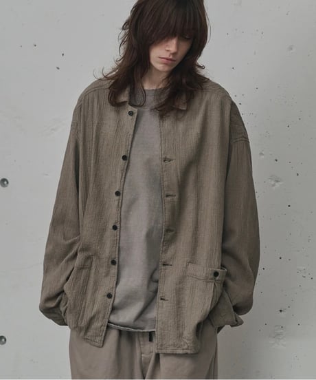 【ANCELLM（アンセルム）】CREPE SHIRT JACKET -BLACK